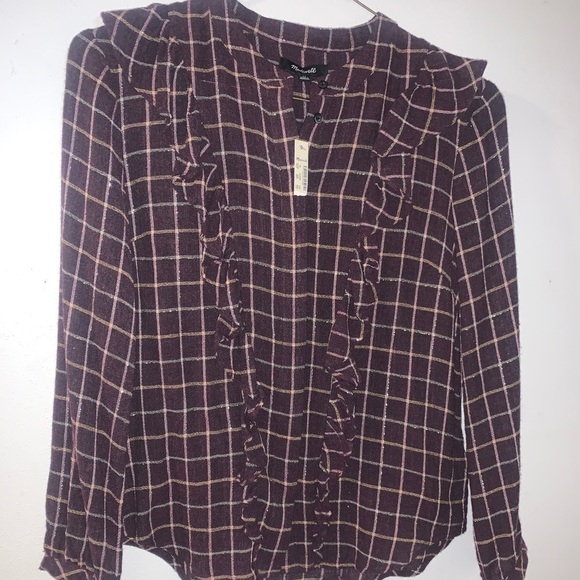 MADWELL Ruffle front button flannel - Picture 6 of 11